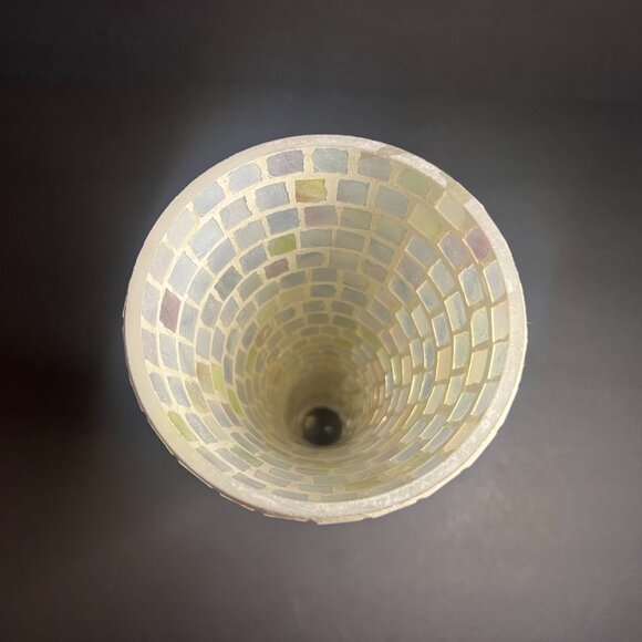 Decorative Tall Glass Mosaic Tile Flared Floral Glam Vase 11.75 x 4.25" - Picture 5 of 6